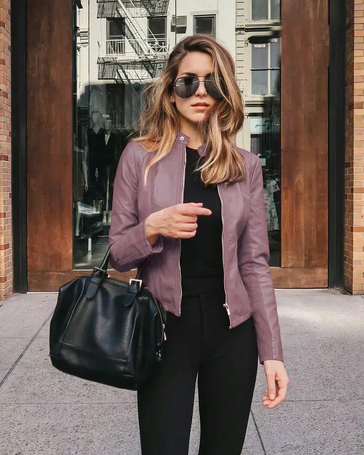 Color: Dark Grey, Size: L - Womens Spring Full Long Sleeve Jacket Coat Autumn Leather Blazer Winter Zipper Outwear Suit Cardigan Female  Jackets