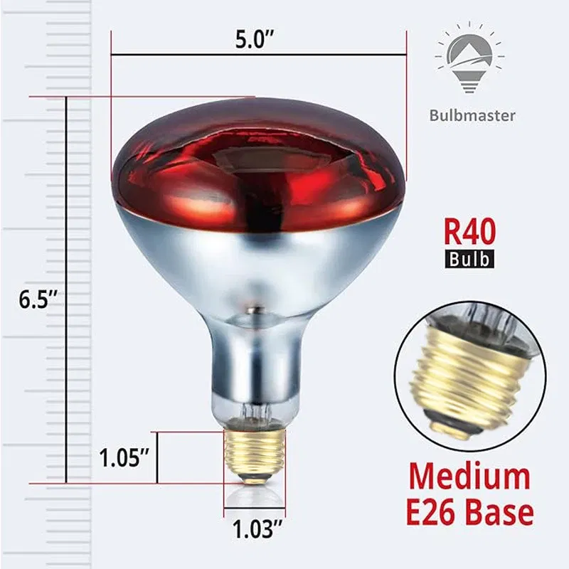 Color: Light Grey, Ships From: Russian Federation - BONGBADA Quartz glass waterproof and explosion-proof E26 E27 Red R40 Infrared Heat Lamp Farm lamp 100W 150W 200W 250W 275W