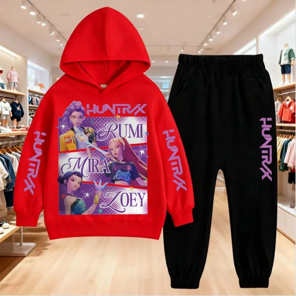 Color: WHITE, Kid Size: 15 - 2025 KPop Demon Hunters Kids Hoodie Set Boys Teen Girls Hoody Sweatshirts With Pants Tracksuit Children's Autumn Clothing 2pcs