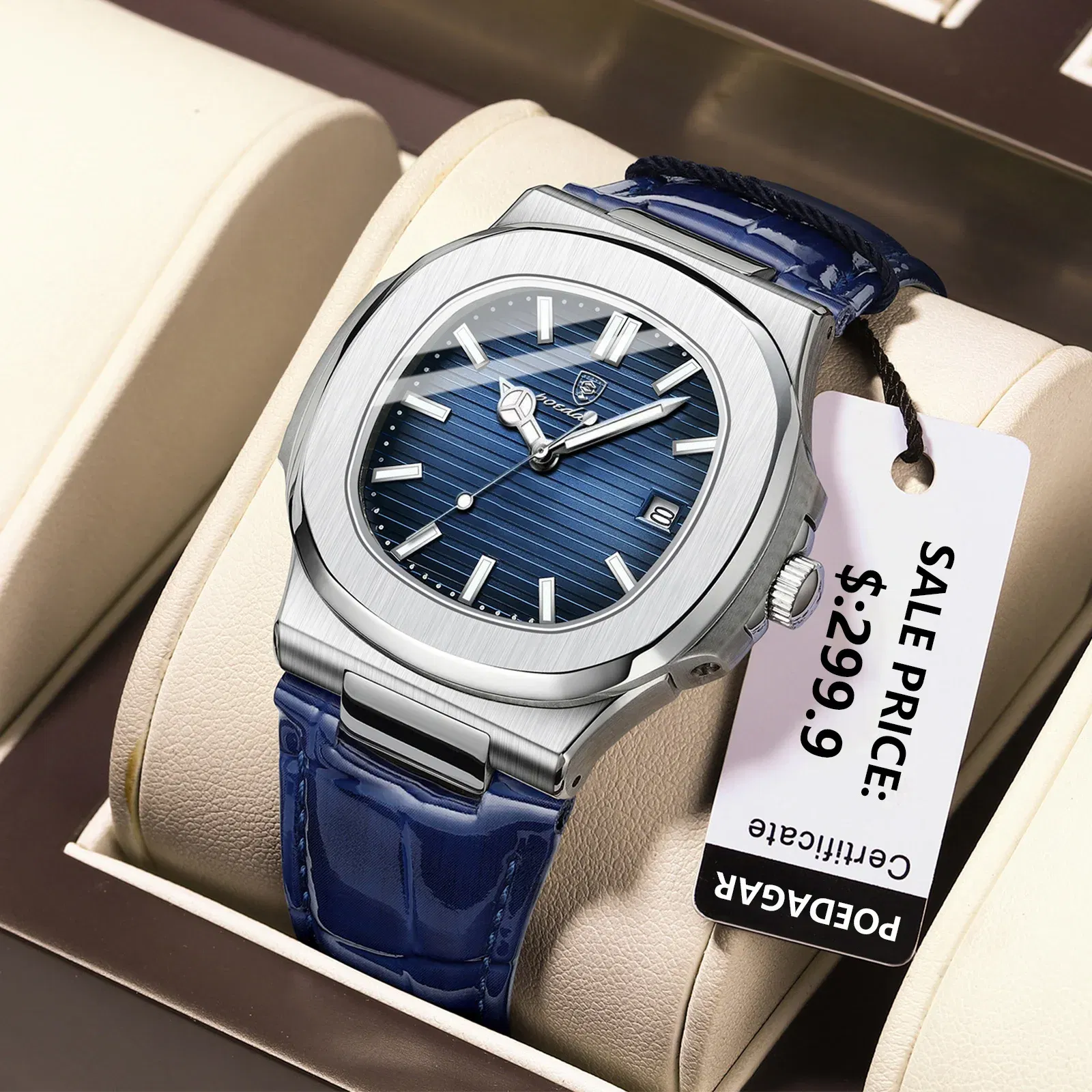 Color: BRONZE - POEDAGAR Luxury Man Wristwatch Waterproof Luminous Date Leather Men's Watches Sports Square Men Watch Casual Quartz Male Clocks