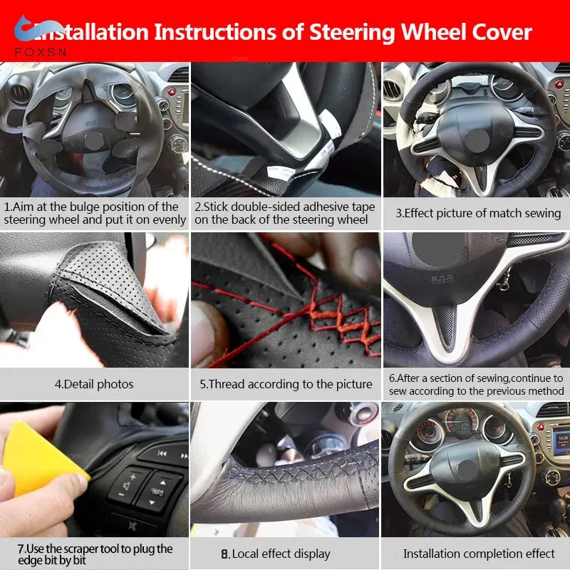 Color Name: silver - For Renault Clio 3 RS 2005 2006 2007 2008 2009 2010 2011 2012 2013 Hand-stitch Car Steering Wheel Cover Perforated Leather Trim