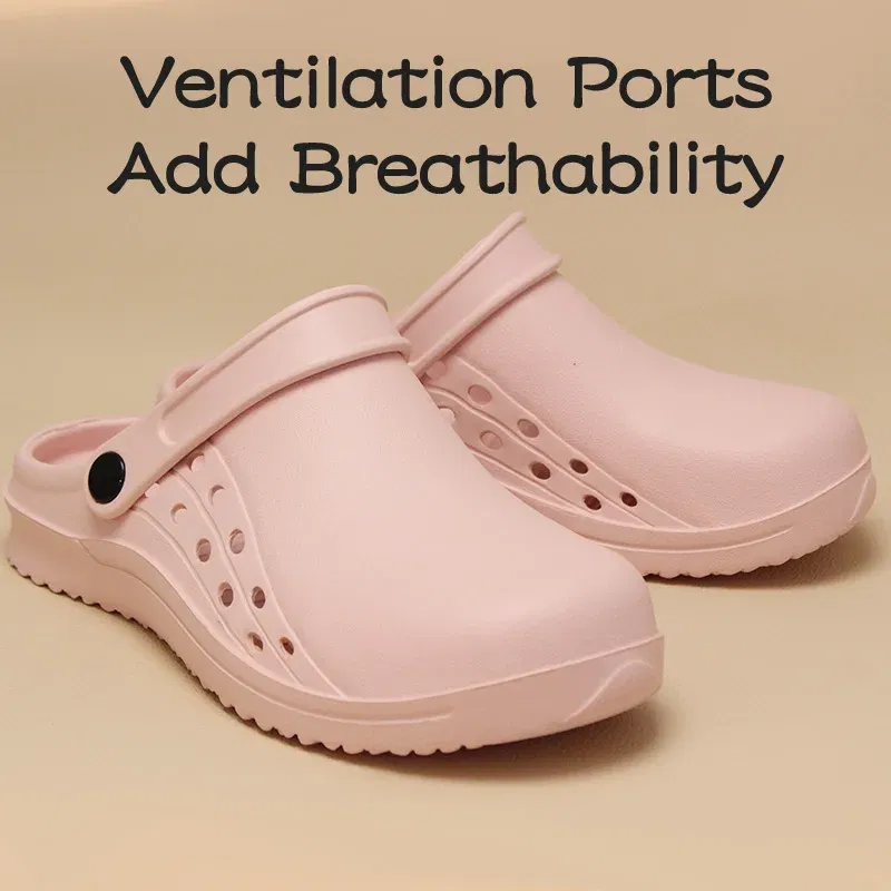 Color: green, Shoe Size: 33.5 - High Quality Scrub Shoes Non-slip Dentist Nursing Clogs Healthcare Service Work Slippers Soft Operating Room Protective Clogs