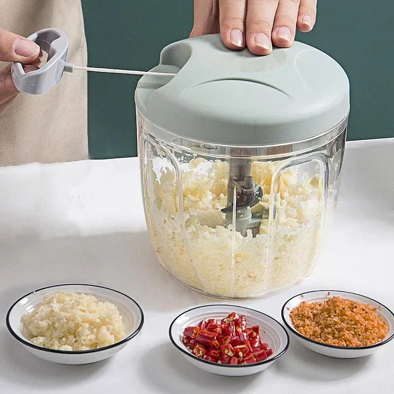 Color: plum - 500/900ML Manual Meat Mincer Garlic Chopper Rotate Garlic Press Crusher Vegetable Onion Cutter Kitchen Cooking Accessories
