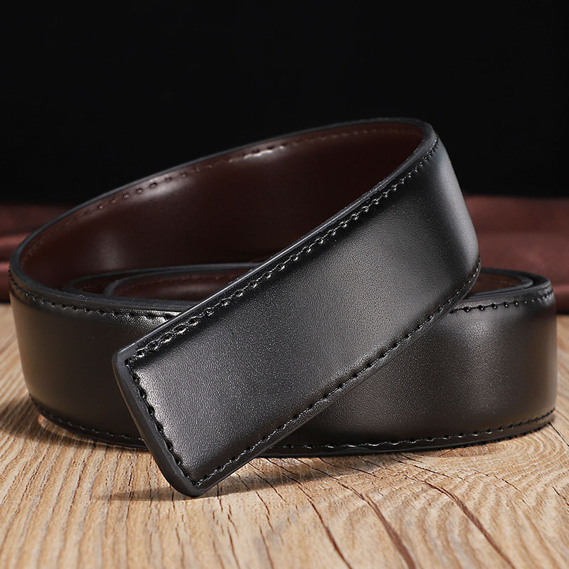 Color: army green, Belt Length: 105CM, Ships From: CHINA - 2.8cm 3.0cm 3.3cm 3.5cm 3.8cm Wide Double-sided Cow Reversible Leather With Holes No Buckle Belt Without Buckle High Quality