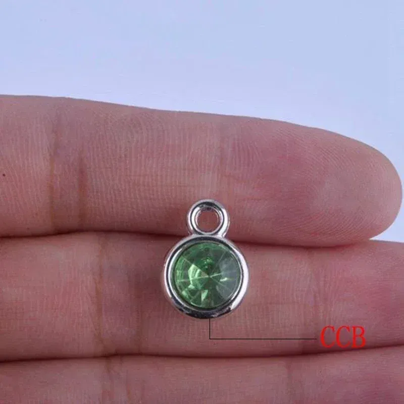 Metal color: Rhodium Plated - 150pcs/lot mixed Birthstone charms 11mm Acrylic for DIY jewelry