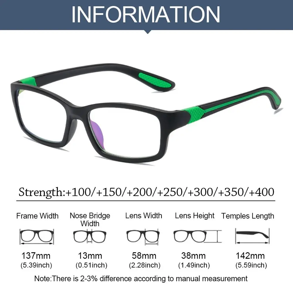 Frame Color: black, Eye Prescription: +125 - Reading Glasses Men Fashion Sports Anti-blue Light Blocking Reading Eyewear Grey Red TR90 Frame Presbyopia Eyeglasses