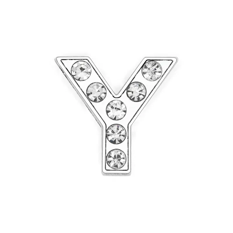 Color: Khaki - Rhinestone Slide Letter Charms For Jewelry Making Women Bracelet 8mm Alphabet A-Z Pet Collar Necklace DIY Accessories Gift
