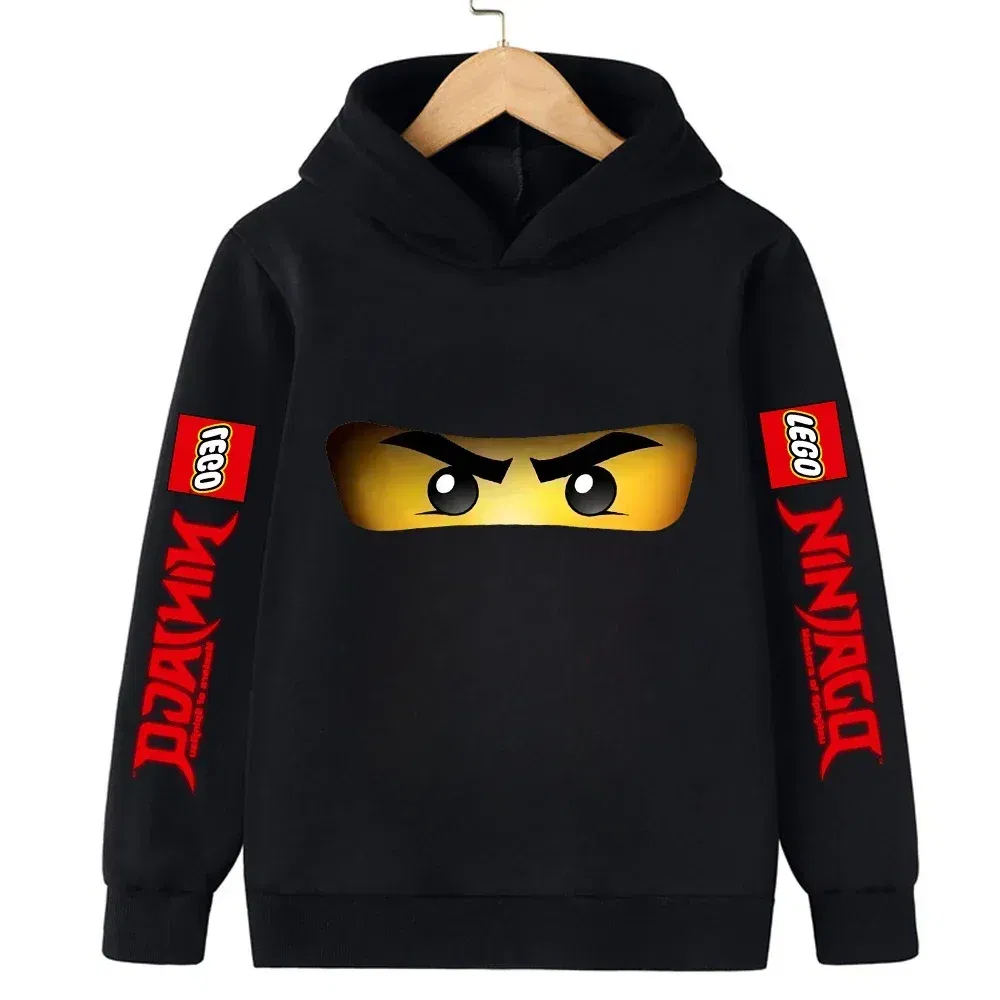 Color: Red, Kid Size: 24M - Lego Phantom Ninja Cartoon Children's Hooded Hoodies Casual Sports Sweatshirt 3-13 Year Old Boy Kid Baby Girls Clothes Pullover