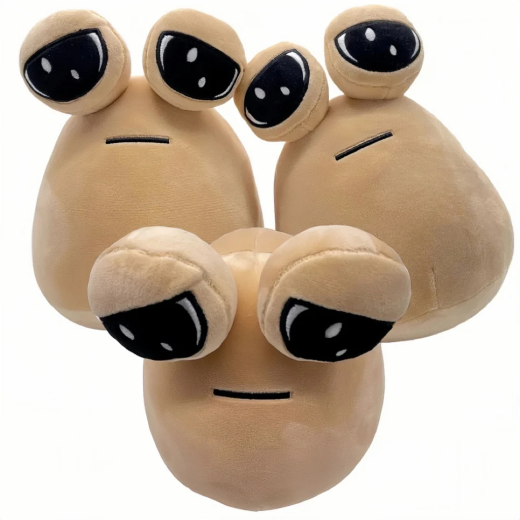 Color: Red - 1-6Pcs 22Cm Anime Game The Maw My Pet Alien Pou Kawaii Cartoon Plush Toys Children Birthday Xmas Gifts