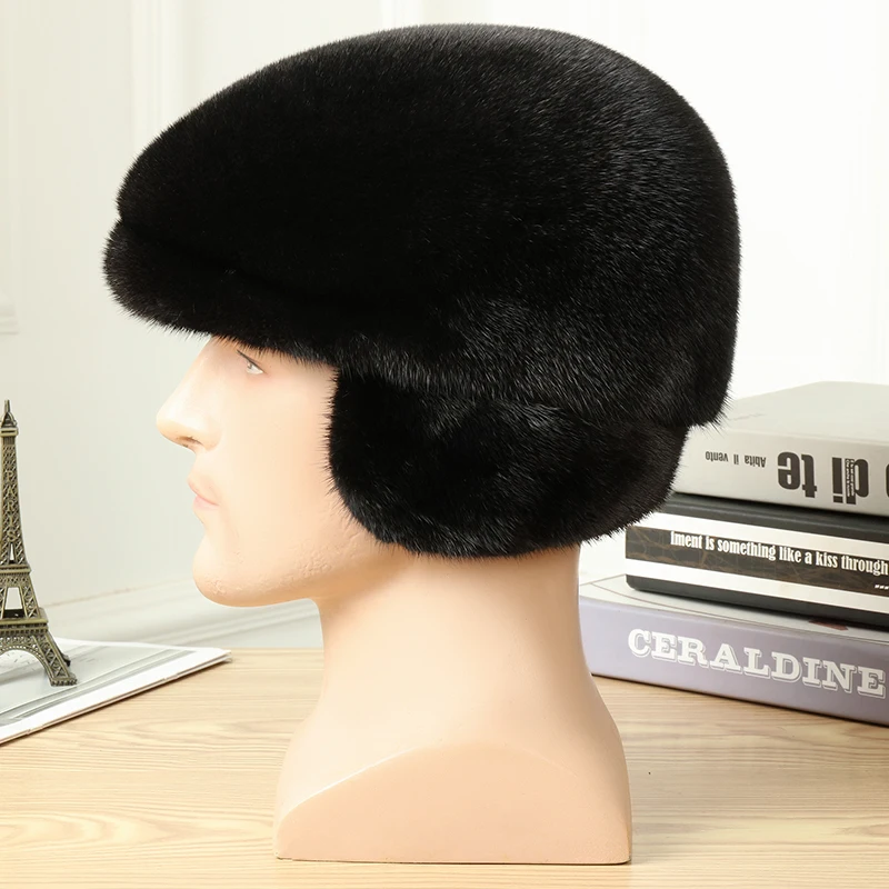 Color: Blue, Hat Size: One Size - Real Mink Fur Hat Women'S Winter Fashion Beret Hat Warm Mink Fur Knight Beret Hat Luxury Keep Warm Russian Lady Caps
