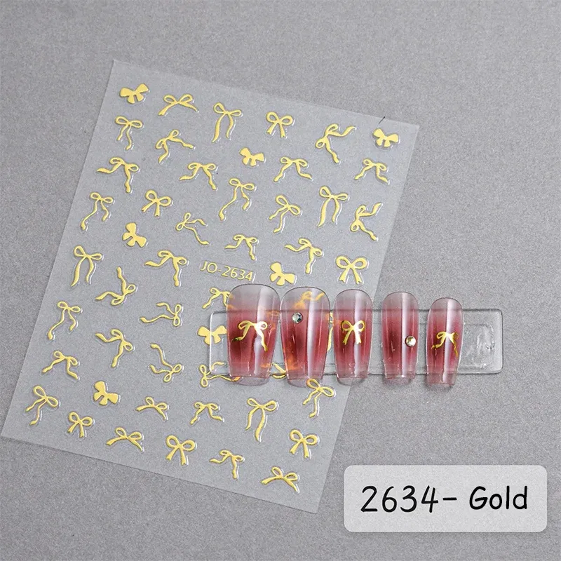 White French 3D Nail Stickers Manicure Gradient Line Flower Nail Art Designs Self-Adhesive Nail Tips Guides for DIY Decoration