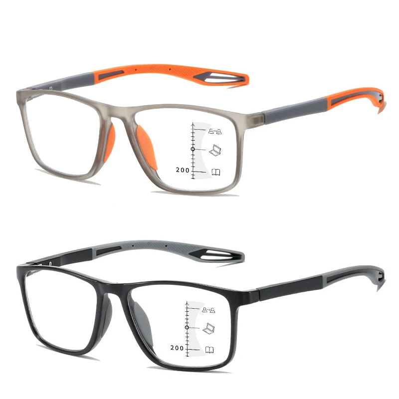 Frame Color: Black, Eye Prescription: +100 - Soft Multifocal Progressive Reading Glasses Anti Blue Light Multifocal Elderly Eyewears Men Women's Large Frame Eyeglasses