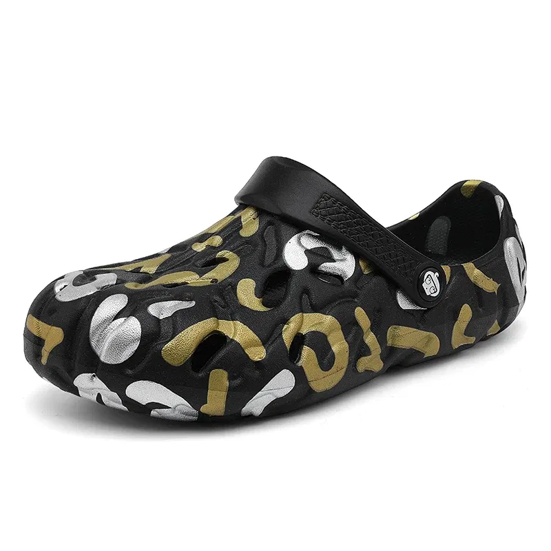 Color: SKY BLUE, Shoe Size: 43 - Men Summer Slippers Thick Sole Mens Clogs Sandals Hollow Breathable Flip Flops Sandals Shoes Fashion Beach Slippers