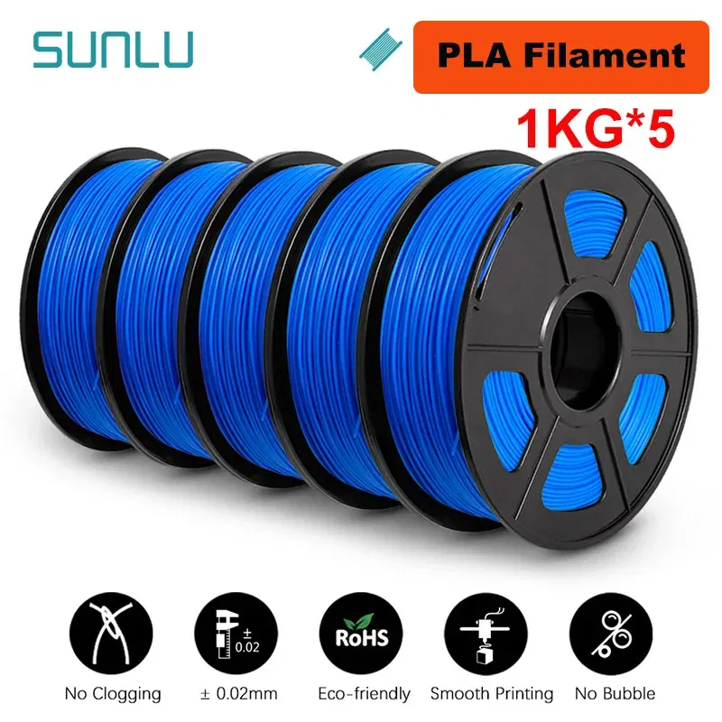 Color: GRAY, Ships From: CHINA - Top 5KG 3D PLA/PETG/PLA PLUS/Clear Filament 1.75mm 5Roll 1KG 3D Printer Neatly Wound 3D Filament for 3D Printer& 3D Pen
