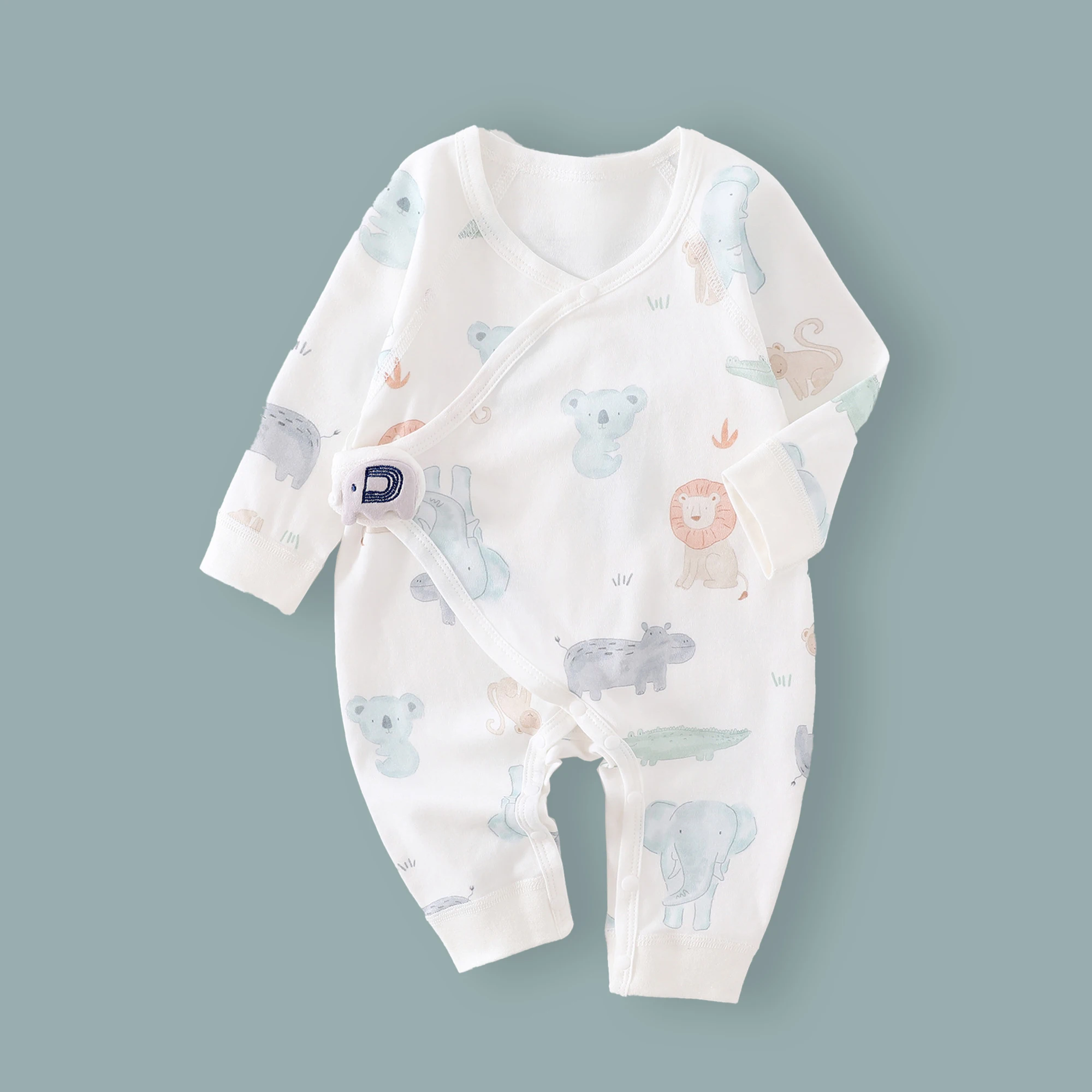 Color: Sandy Beige, Kid Size: 3M - AYNIGIELL Spring Autumn Clothing New 0-6M Cotton Newborn Baby Girl Boy Romper Print Infant Jumpsuit Baby's Inner Clothing