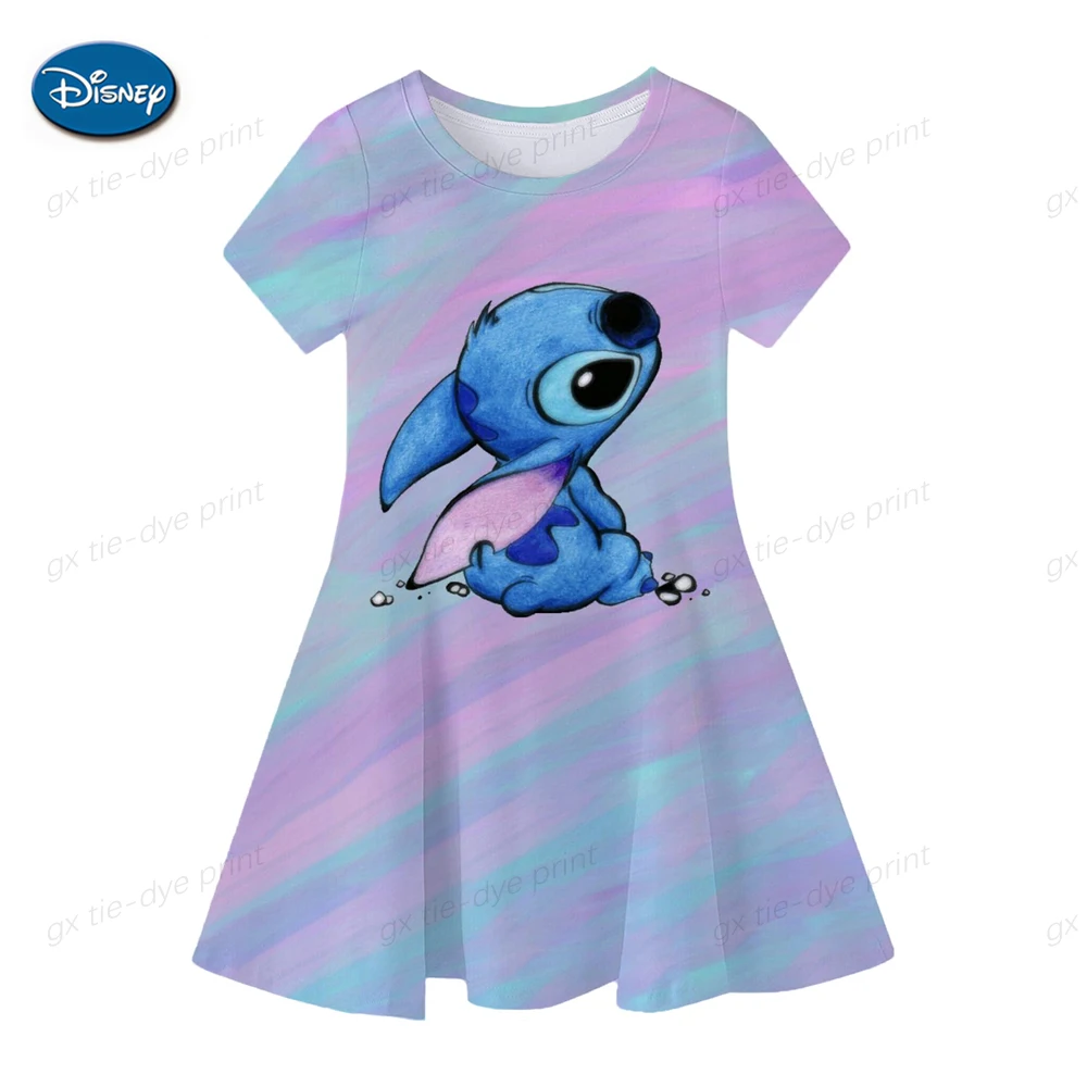 Color: GRAY, Ships From: CHINA, Kid Size: 8 - Fashion Baby Girls Stitch Dress Summer Dress Cartoon Stitch Dress Princess Stitch Dress Children's Girl Clothing 0-14 Years