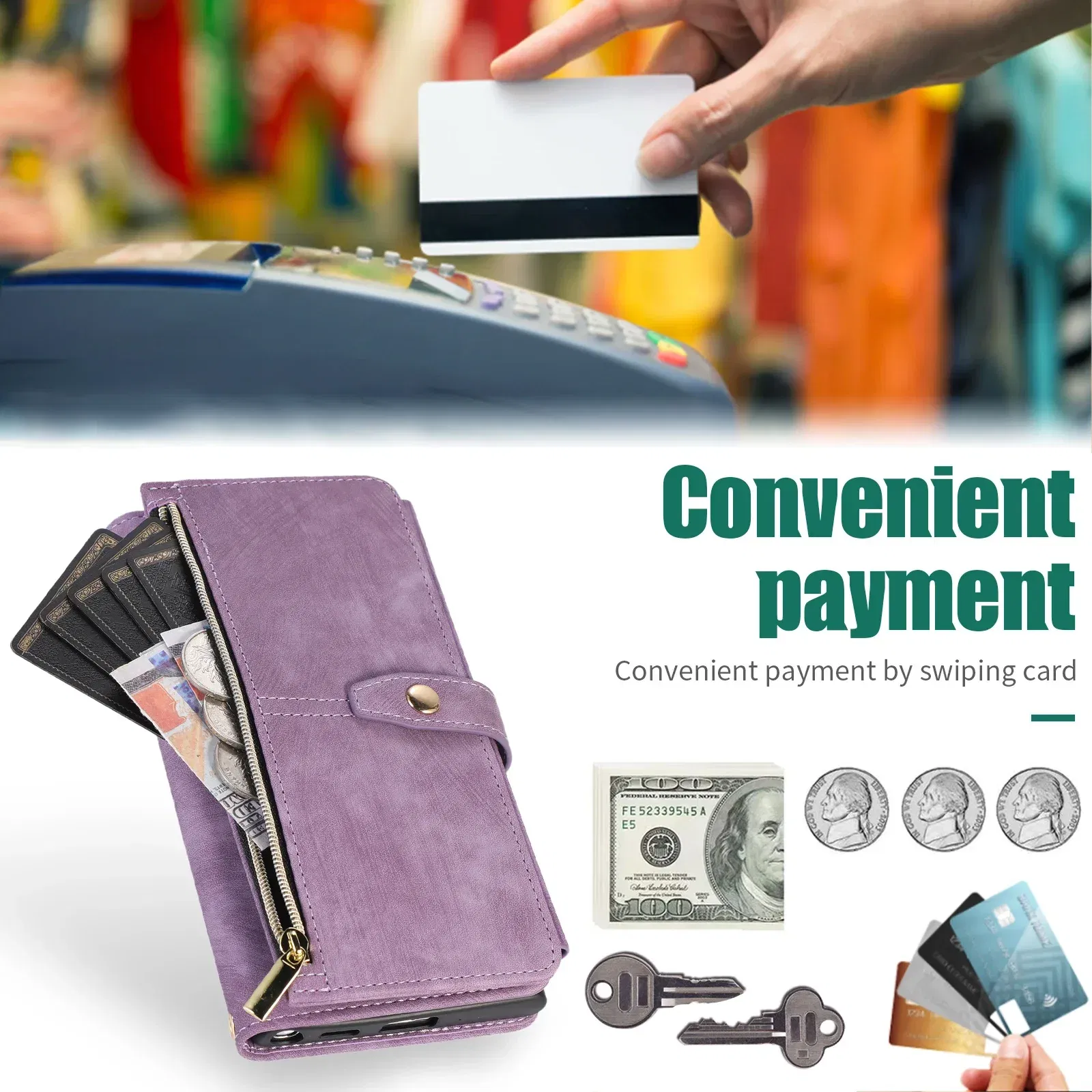 Color: black, Material: ABS - Crossbody Wallet Phone Case for Samsung Galaxy Z Fold 6 5 4 3 Fold5 Fold4 Fold6 5G Card Holder Stand Lanyard Flip Leather Cover
