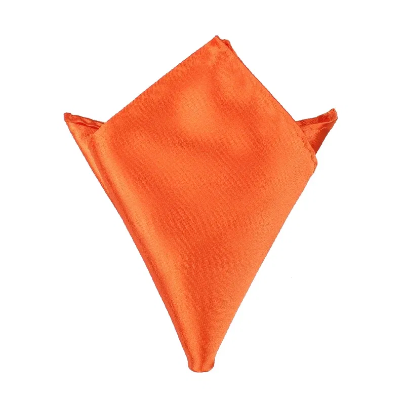 Color: Fluorescent Yellow - Satin Handkerchief For Men Candy Color Mens Suits Pocket Square Business Chest Towel Hanky Suit Napkin Solid Hankies