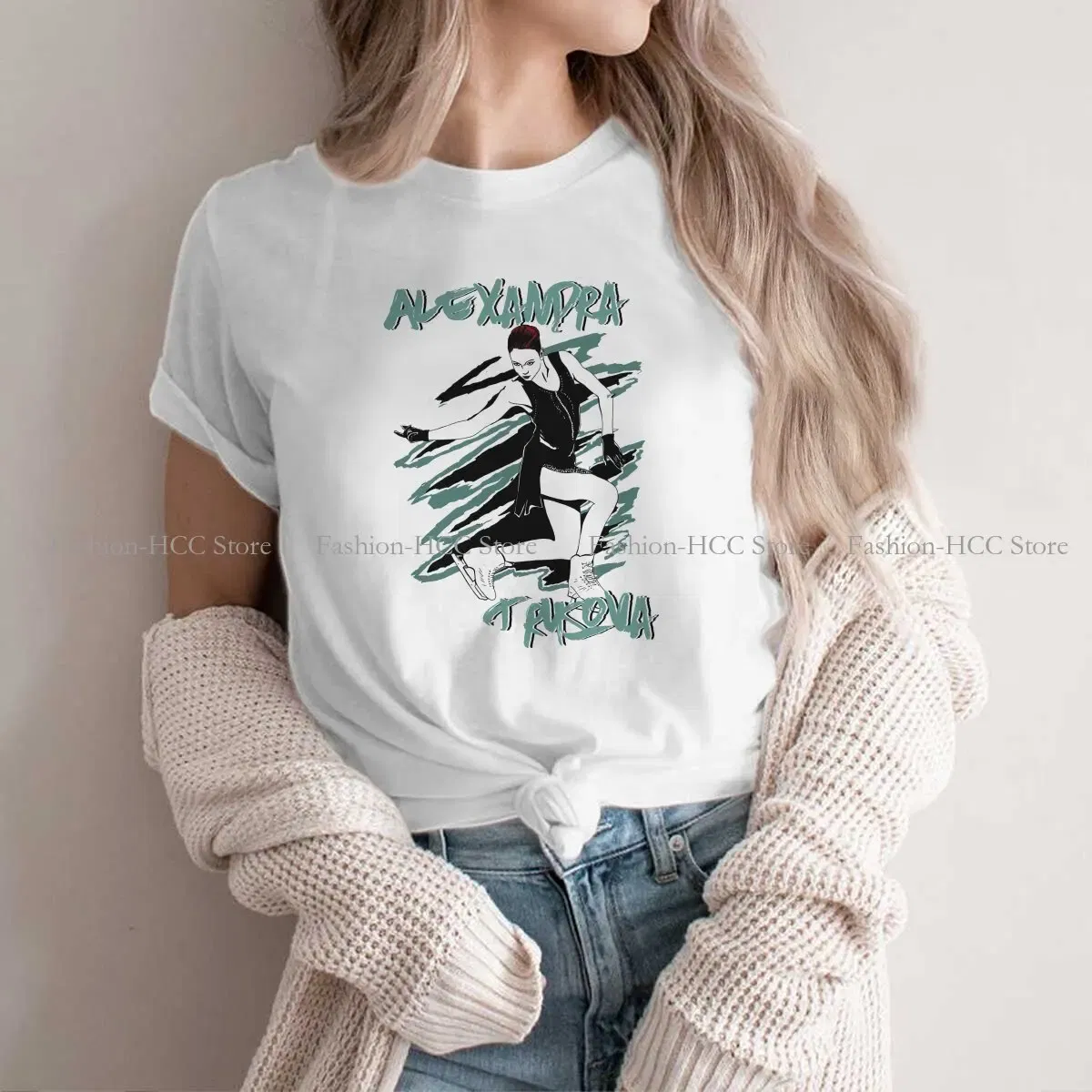 Color: WHITE, Size: XXXL - Alexandra Unique TShirt Figure Skating Top Quality Hip Hop Graphic  T Shirt Stuff