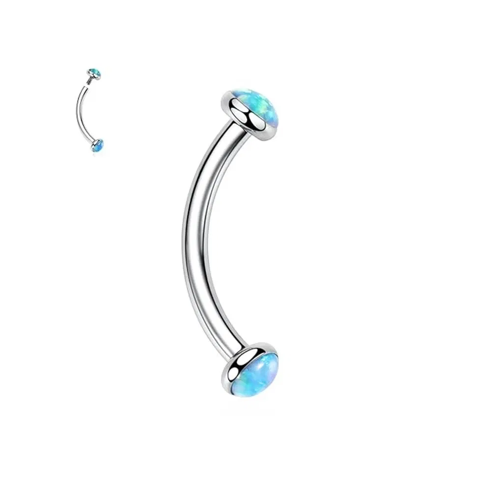 Metal color: Imitation Rhodium Plated, Main Stone Color: Red - 3/4/5mm Opal Steel Eyebrow Ring Internally Threaded 6mm -14mm Bar Curved Barbell Monroe Lip Stud Ear Tragus Piercing