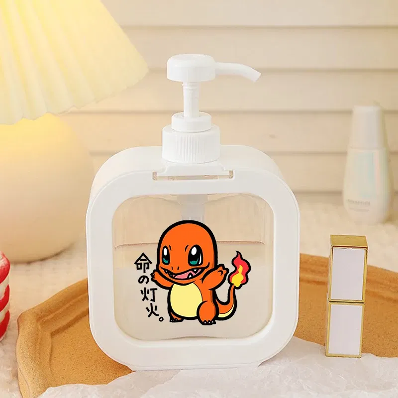 Color: GRAY - 1PCS Pokemons Soap Dispenser White Liquid Lotion Hand Pump Soap Dispenser Refillable Shampoo Bottle Plastic Hand Soap Dispenser