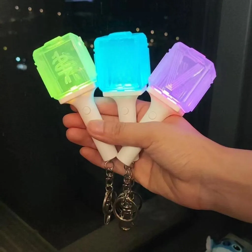 Color: Yellow - Kpop Idol 127 Wish Deram V  Mini Lightstick Keyring Support Glow Stick Key Chains Fans Gift