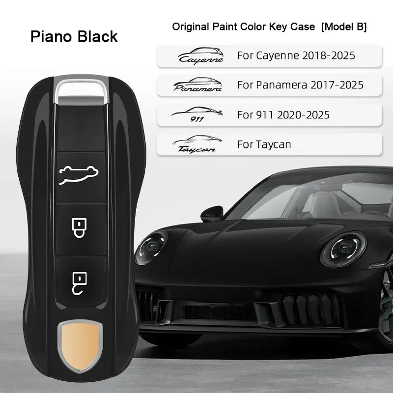 Color Name: Silver - For Porsche Cayenne 9ya 9yb Panamera 971 911 Targe Taycan Macan 95b Cayman 718 Boxster 2014-2025 Car Remote Smart Key Case Cover