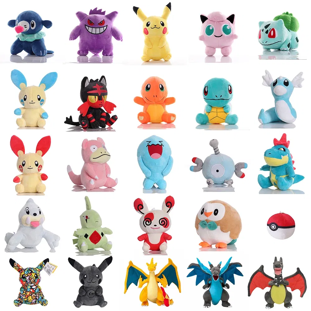 Color: Sky blue - Cute Pokemon Plush Toy Pikachu Rowlet Charizard Larvitar Squirtle Slowpoke Dratini Spinda Soft Stuffed Doll Kids Christmas Gift