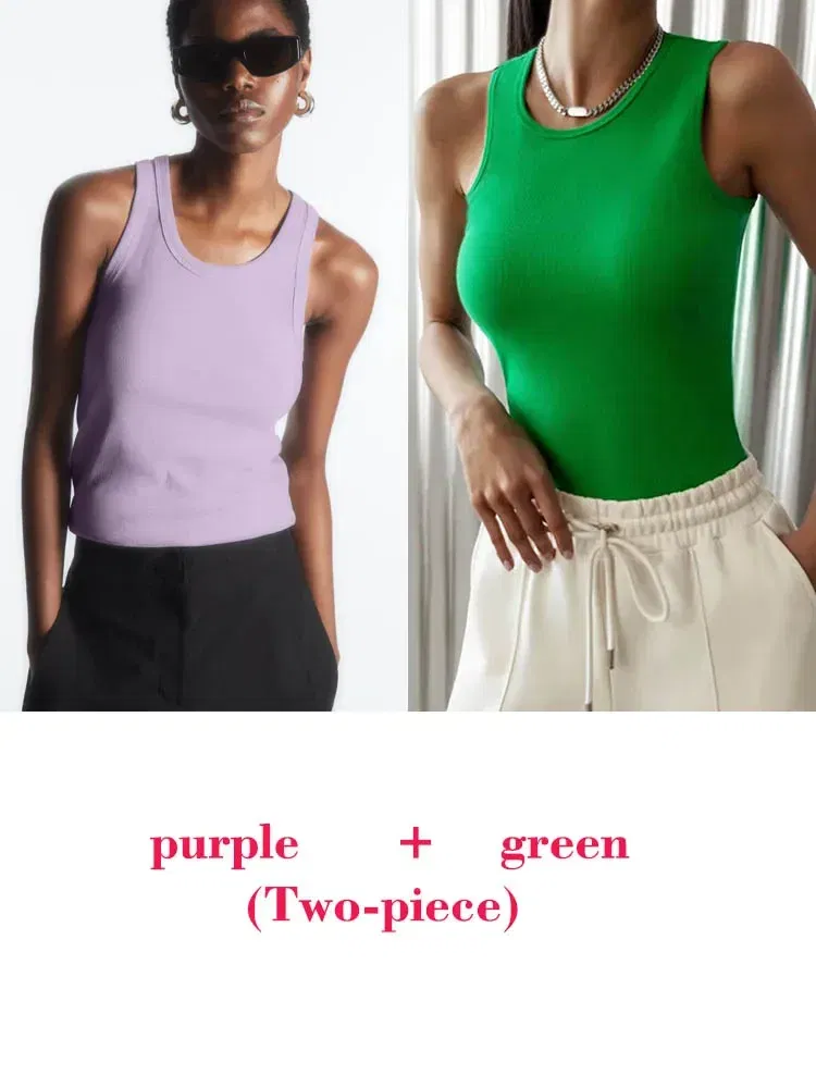 Color: APRICOT, Size: S - Women's Tees Sleeveless 100% Cotton Tops Summer O Neck Tanks & Camis Vest Slim Solid Sexy Crop Tops for Women Fashion