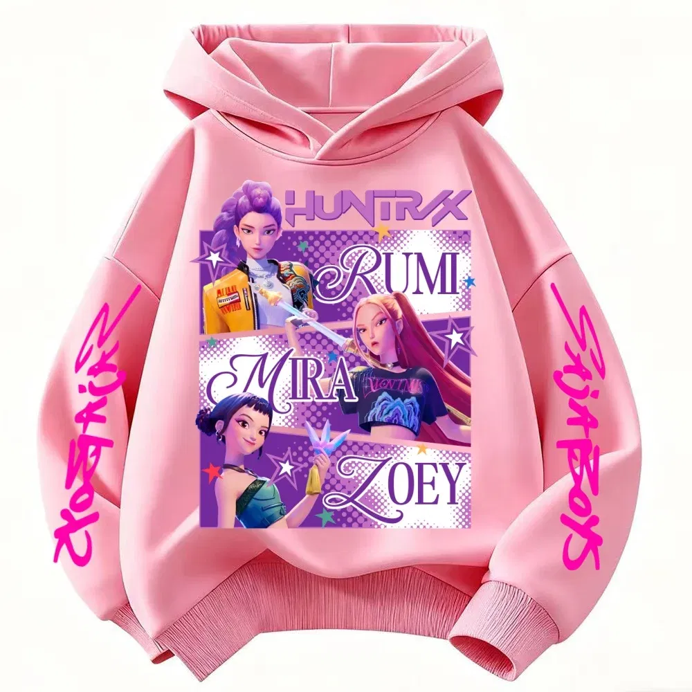 Color: Ivory, Kid Size: 2T - KPop Demon Hunters Huntrix Hoodie Kids Clothes Princess Girls Clothing Fashion Boys Clothes Spring Autumn Sweatshirt Child Tops
