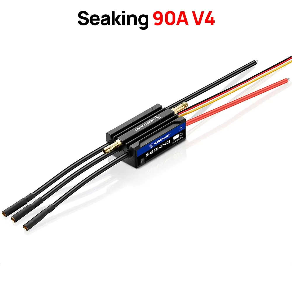 Color: Yellow - HOBBYWING Seaking Brushless ESC Boat Sensorless ESC 30A 60A 90A 120A 160A V4 Series IP67 Waterpoof Built-in BEC For RC Boats