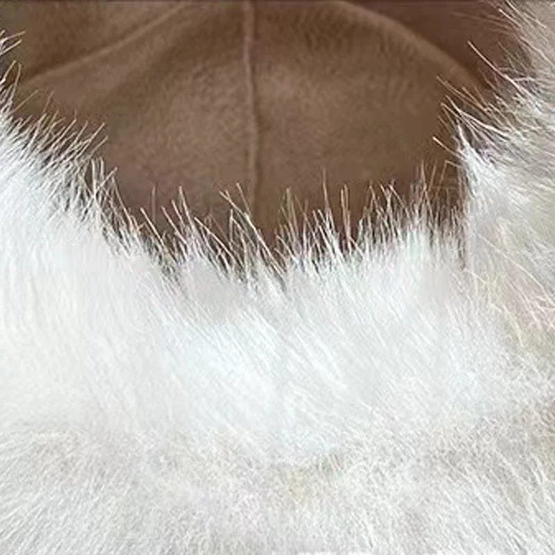 Color: WHITE, Hat Size: One Size - 2024 New Women's Fashion Fur Cap Fur Hat Fur Autumn Winter Hats Mongolian Hat Brimless Plush Fluffy Skiing Riding Warm Caps