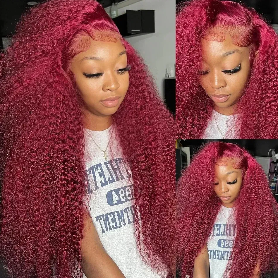 Color: FS1B/99J, Ships From: CHINA, Stretched Length: 10inches, Density: 180% - Red Curly Wigs 99J Burgundy 13X6 Hd Lace Frontal Human Hair Wig Colored Deep Wave Frontal Wig 13X4 Red Lace Front Human Hair Wig