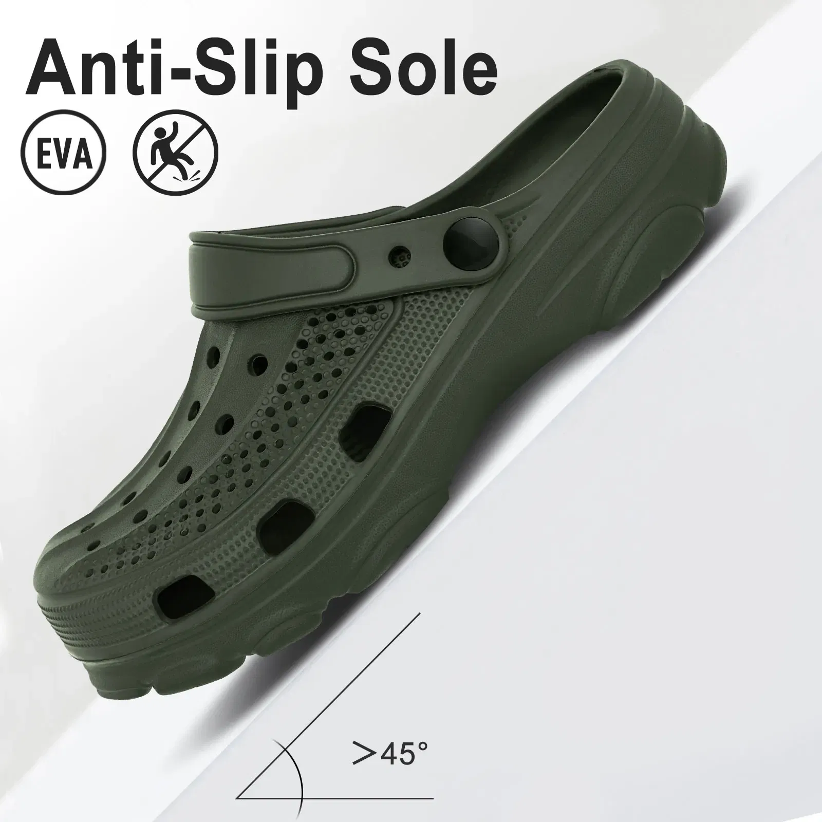Color: Beige, Shoe Size: 43 - Smile Pop Casual Men Clogs Slippers Band Summer Slippers Outdoor Non-slip Beach Cozy Men Shoes Soft EVA Home Breathable Slippers