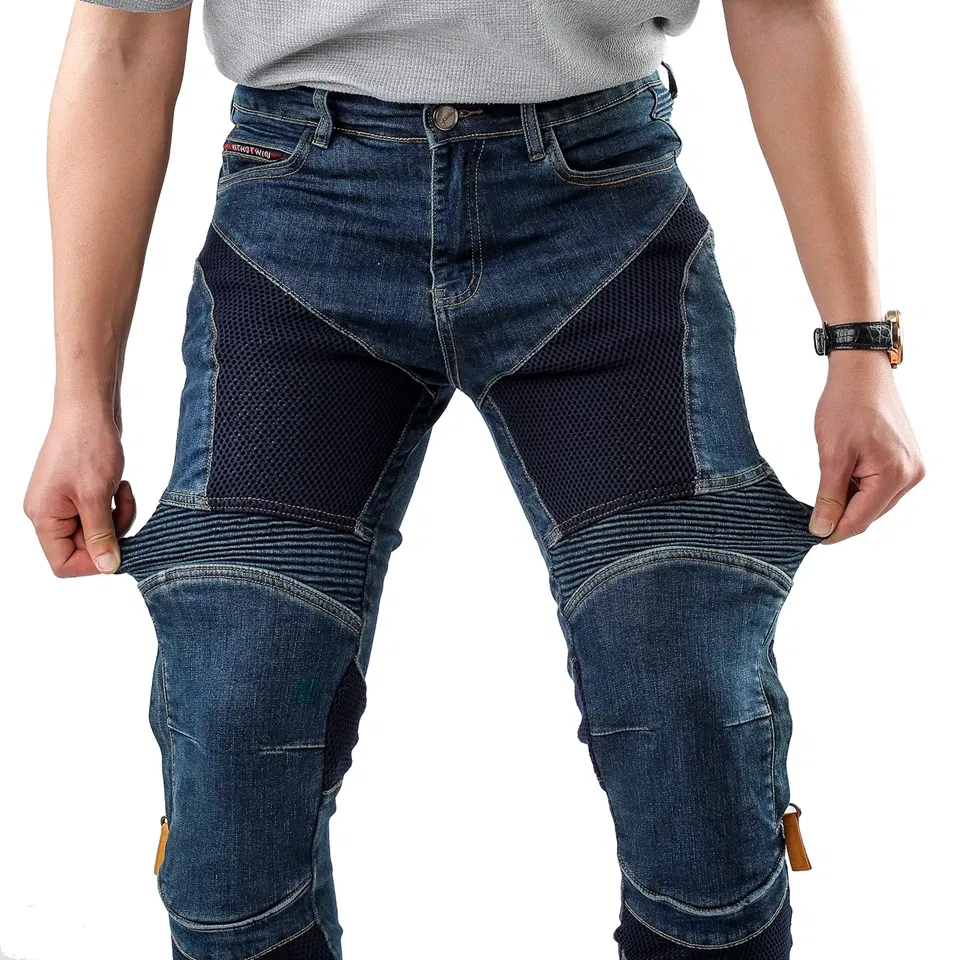 Color: Beige, Size: S - Hithotwin Aramid protection motorcycle jeans Moto pants leisure riding trousers motocross Aramid riding pants Hi-032