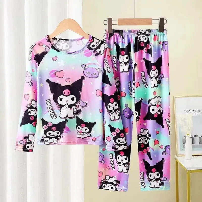 Color: Red, Kid Size: 7 - 2pcs/set New Disney Stitch Children Pyjamas for Boys and Girls Sets Kid Minnie Home Wear Travel Casual Sleepwear Suit Cute Gift