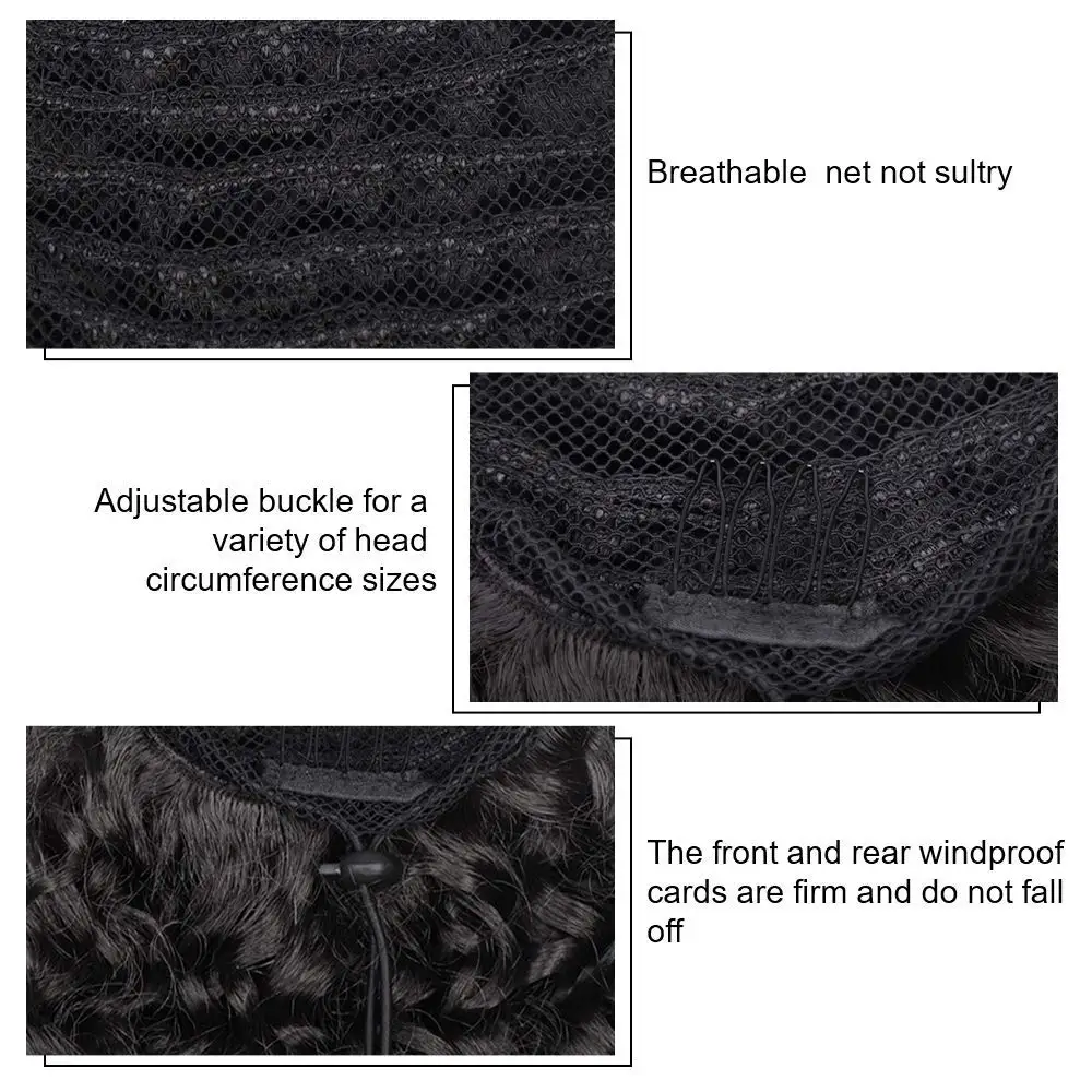Color: NC/4HL - Synthetic Drawstring Curly Ponytail Extension for African Women Short Afro Kinky Ponytail Extension