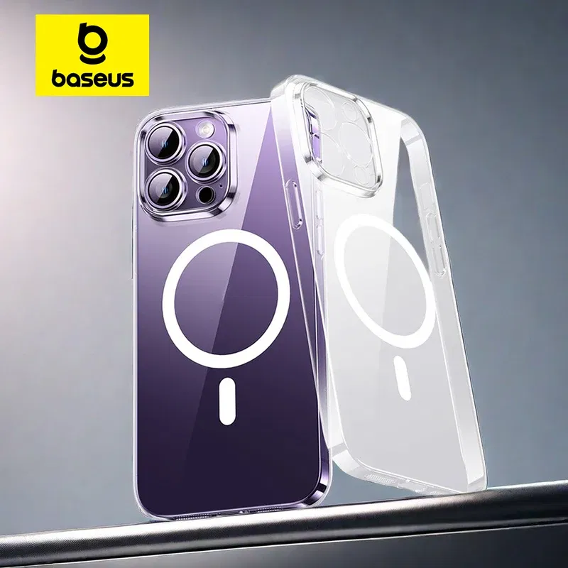 Color: Beige, Ships From: CHINA, Material: Carbon Fiber - Baseus for iPhone 15 Pro Max Lucent Magnetic Case Hard PC Clear Case for iPhone 15 14 13 Pro Plus Magnet Protective Phone Case