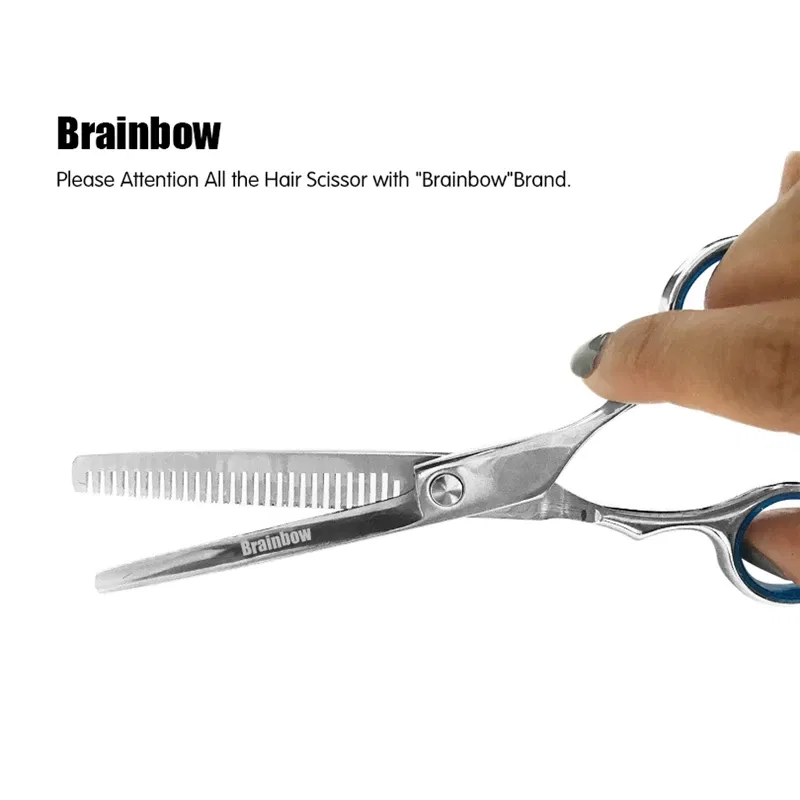Color: green - Brainbow 6 inch Cutting Thinning  Styling Tool Hair Scissors Stainless Steel Salon Hairdressing Shears Regular Flat Teeth Blades