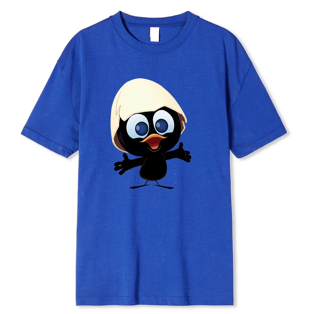 Color: GRAY, Size: L - Sunlight T Shirt Big Size Men Calimero Cartoon pattern Men T Shirt Painted Funny Tshirt Men T Shirt