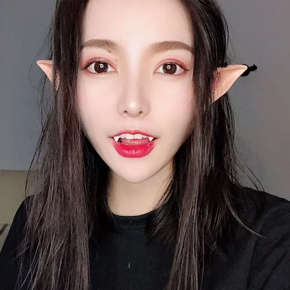 Color: MINT GREEN - 1Pairs Cosplay Latex Fairy Angel Elf Ears Halloween Masquerade Party Costumes Halloween Party Decoration Supplies Photo Props