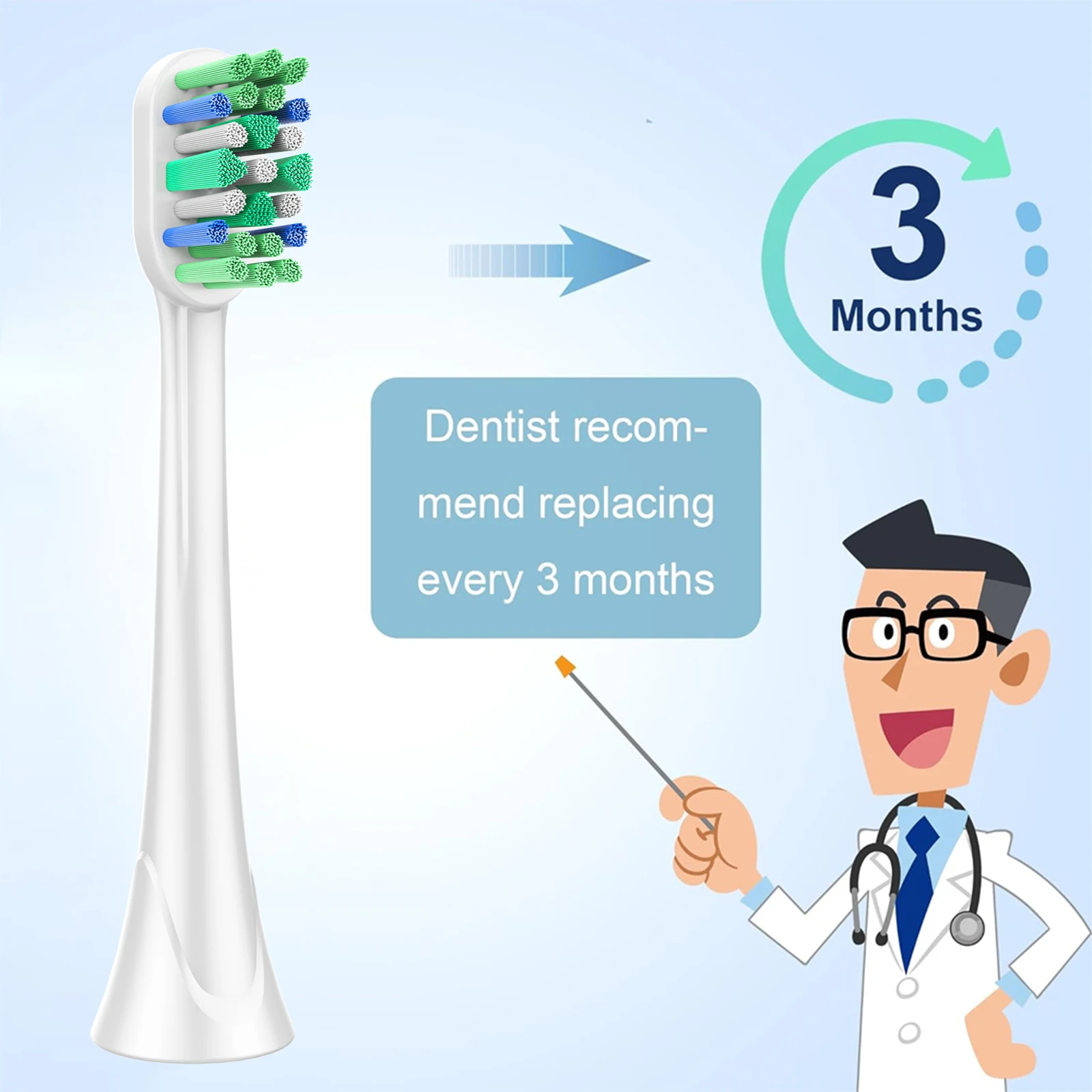 Color: Silver - Replacement Toothbrush Heads Compatible with Philips Sonicare Optimal Plaque Control HX9023/65 HX9044 HX9054 Electric Brush Head