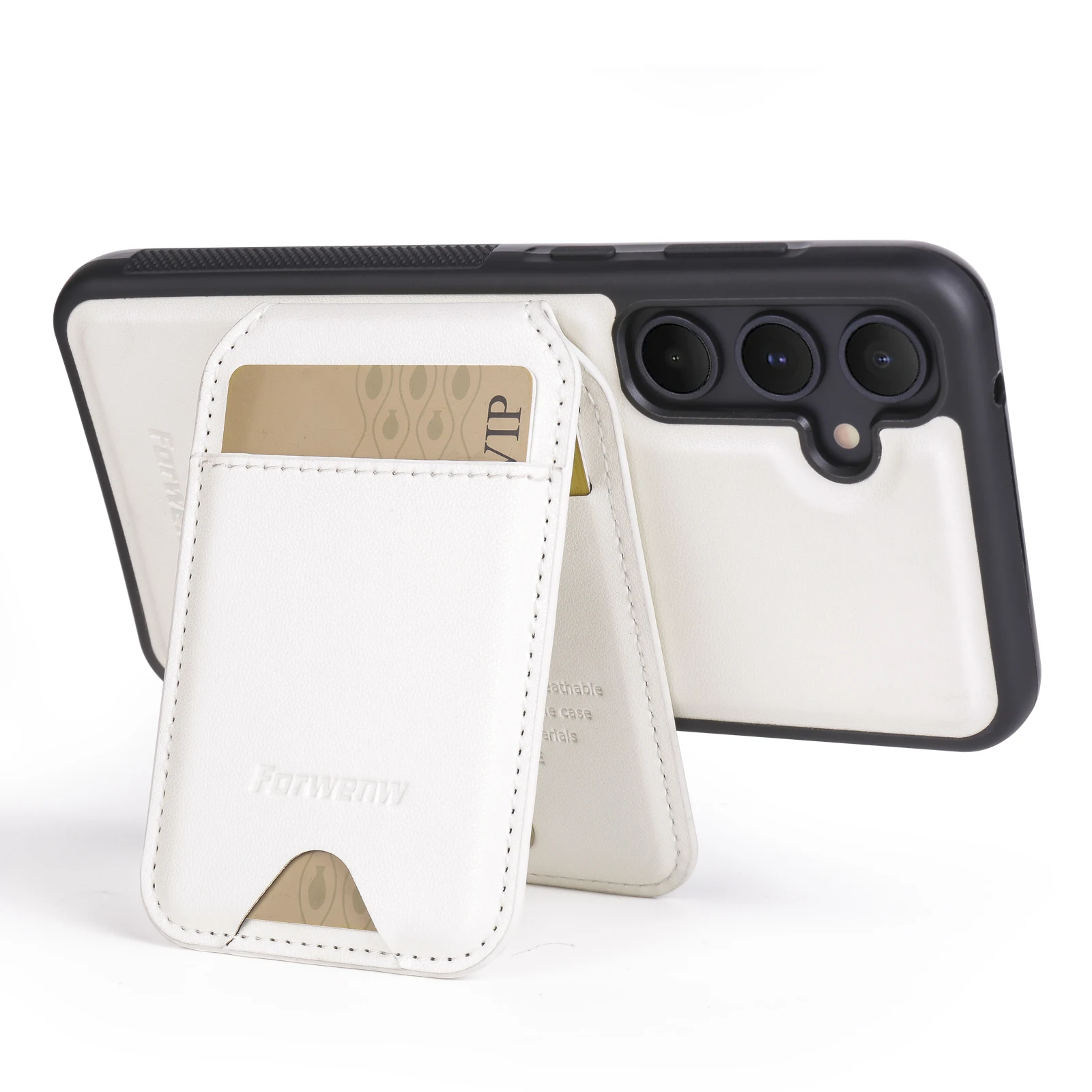 Color: WHITE, Compatibility by Model: Galaxy S25+ - Leather Case For Samsung Galaxy A16 A36 A56 A55 A35 A15 A25 S25 S24 Ultra S23 S22 Plus + 2 in 1 Detachable Vertical Wallet Cover