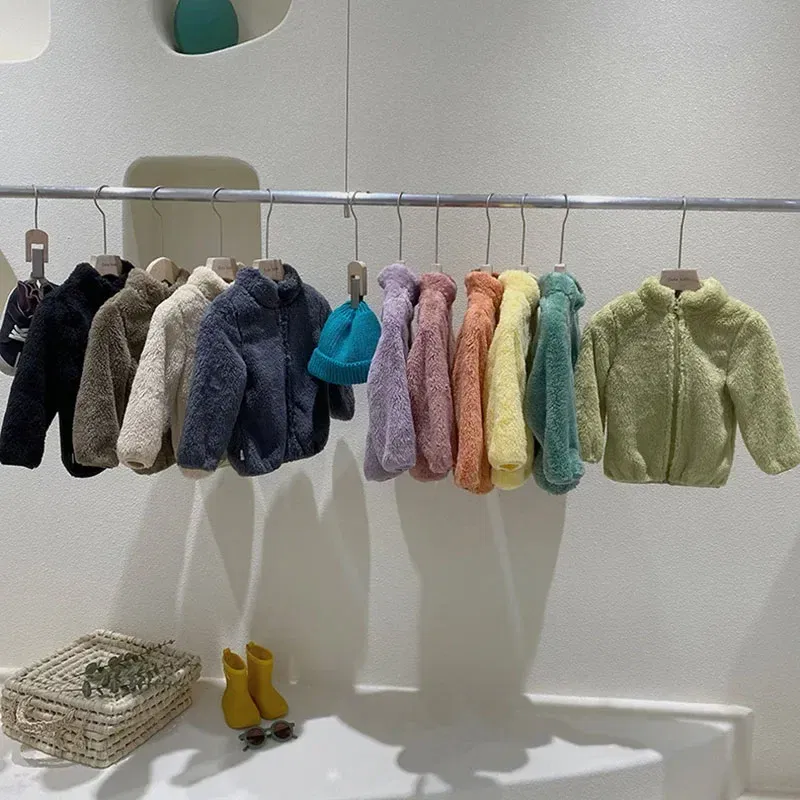 Color: Brown, Kid Size: 24M - Kids Winter Coats 2024 New Children Outerwear Boy Warm Fleece Jacket Baby Girls Jackets for Autumn Spring Children Clothing