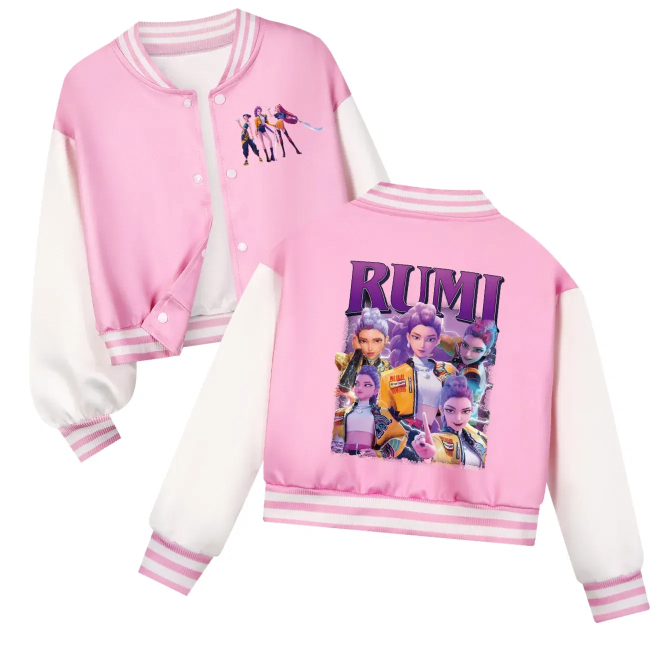 Color: black, Kid Size: 4T - Kids KPop Demon Hunters Huntrix Clothes Boys Baseball Uniform Spring Autumn  Girls Baby Casual Hoodies Children Costume