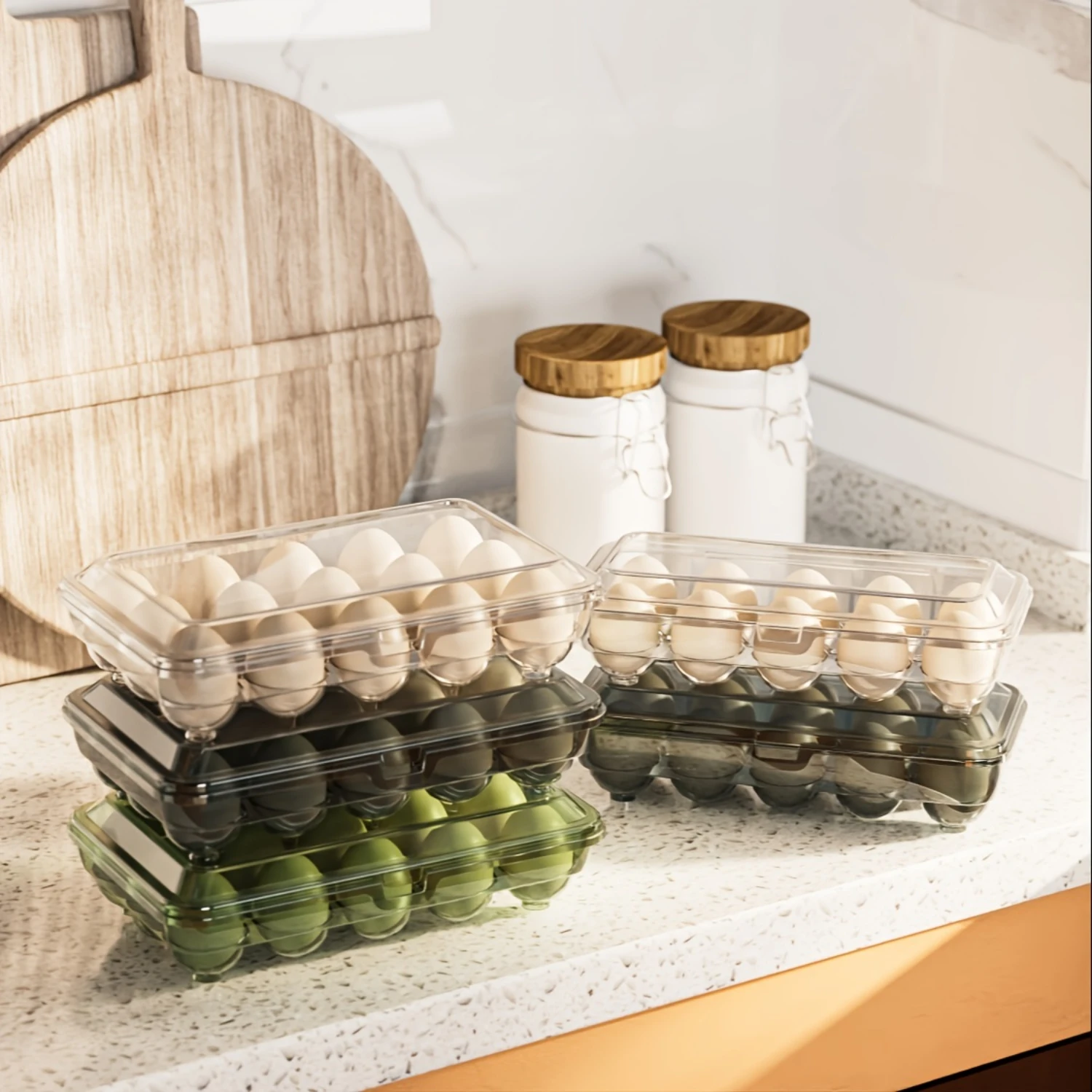 Color: black, Ships From: CHINA - 1pc Shock-Proof Egg Holder for Refrigerator, Transparent Plastic Egg Carton with Clamshell Design for Freshness,   Supplies