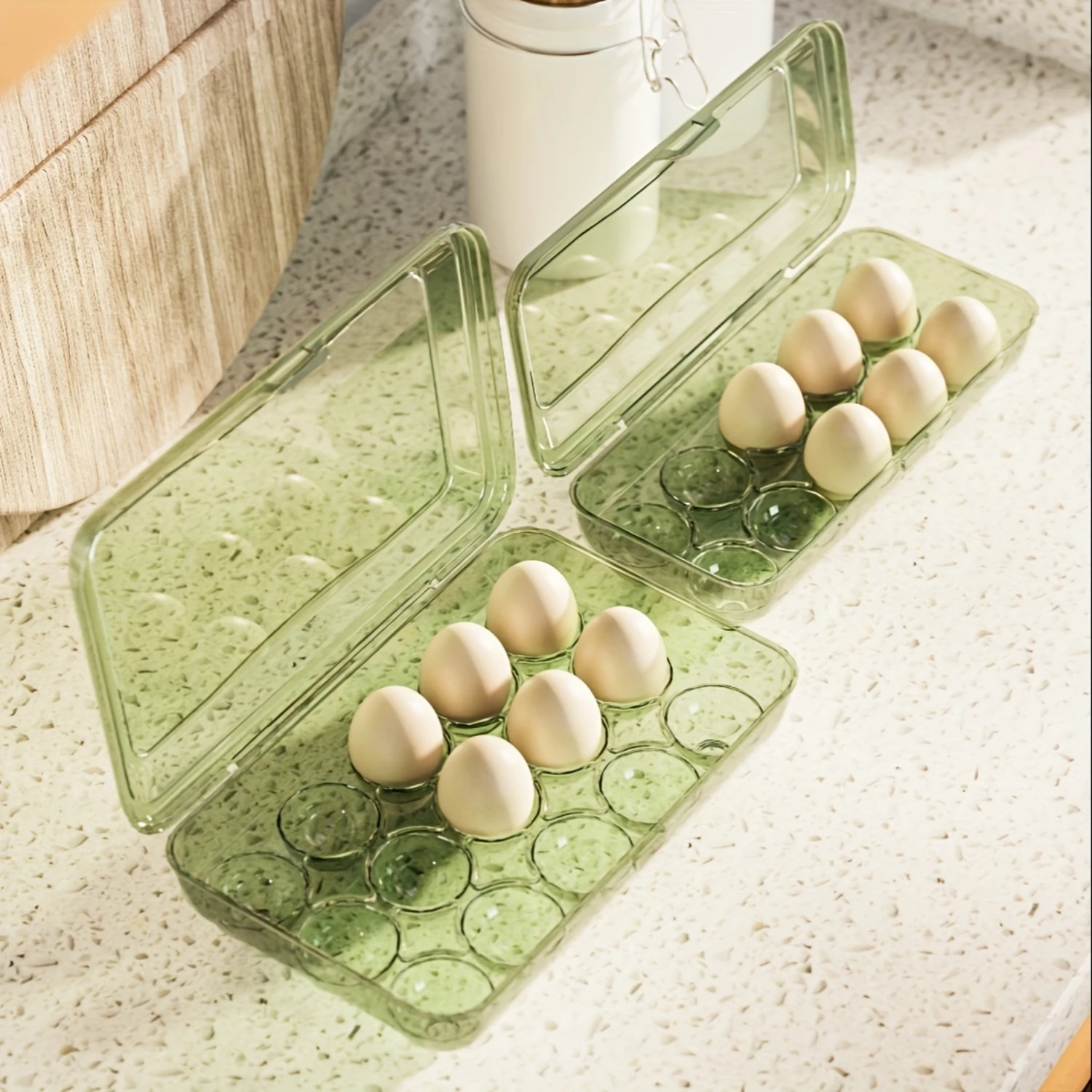 Color: black, Ships From: CHINA - 1pc Shock-Proof Egg Holder for Refrigerator, Transparent Plastic Egg Carton with Clamshell Design for Freshness,   Supplies