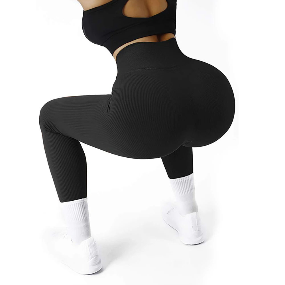 Color: black, Size: S - Autumn Sexy Gym Leggings Women High Waist Skinny Stretch Fitness Leggings Exercise Activewear Running Outdoors Fashion Thread