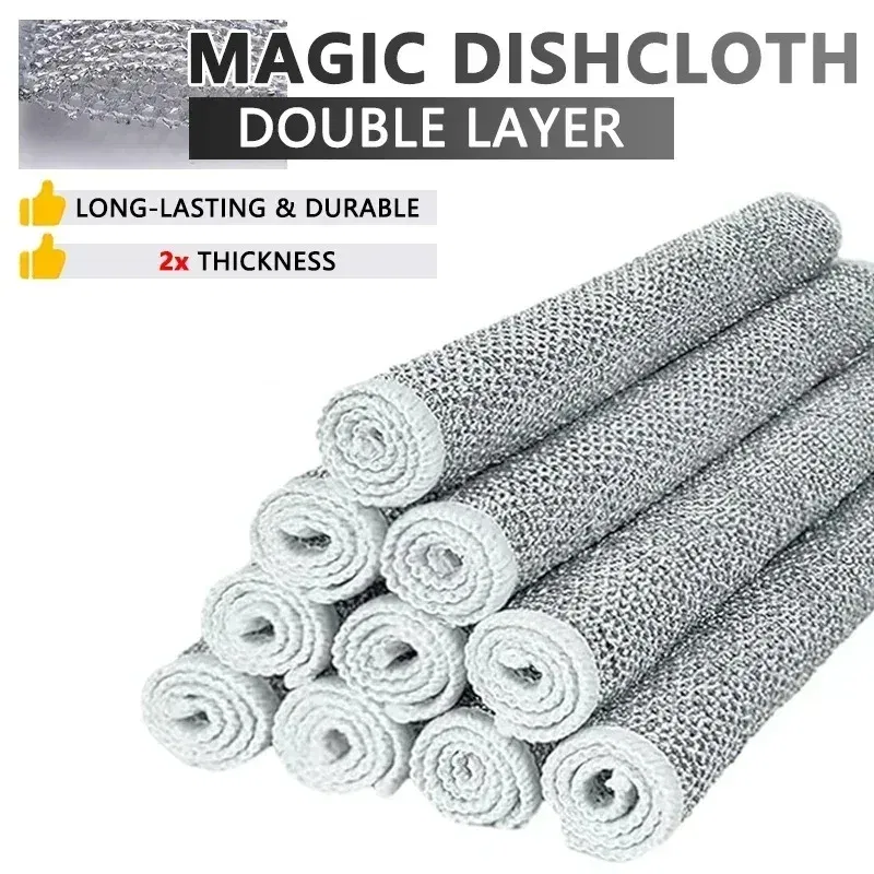 Color: Blue, Specification: 1 - Magic Cleaning Cloth Multipurpose Wire Miracle Cleaning Cloth Innovative Dishwashing Net Hand Towel for Kitchen Dishwashing Grid