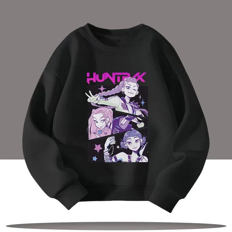 Color: green, Kid Size: 10 - Children's Clothing K-pop Demon Hunters Cartoon Print 3-12 Year Old New Style Kids Round-neck Sport Shirt Cute Girl Casual Top